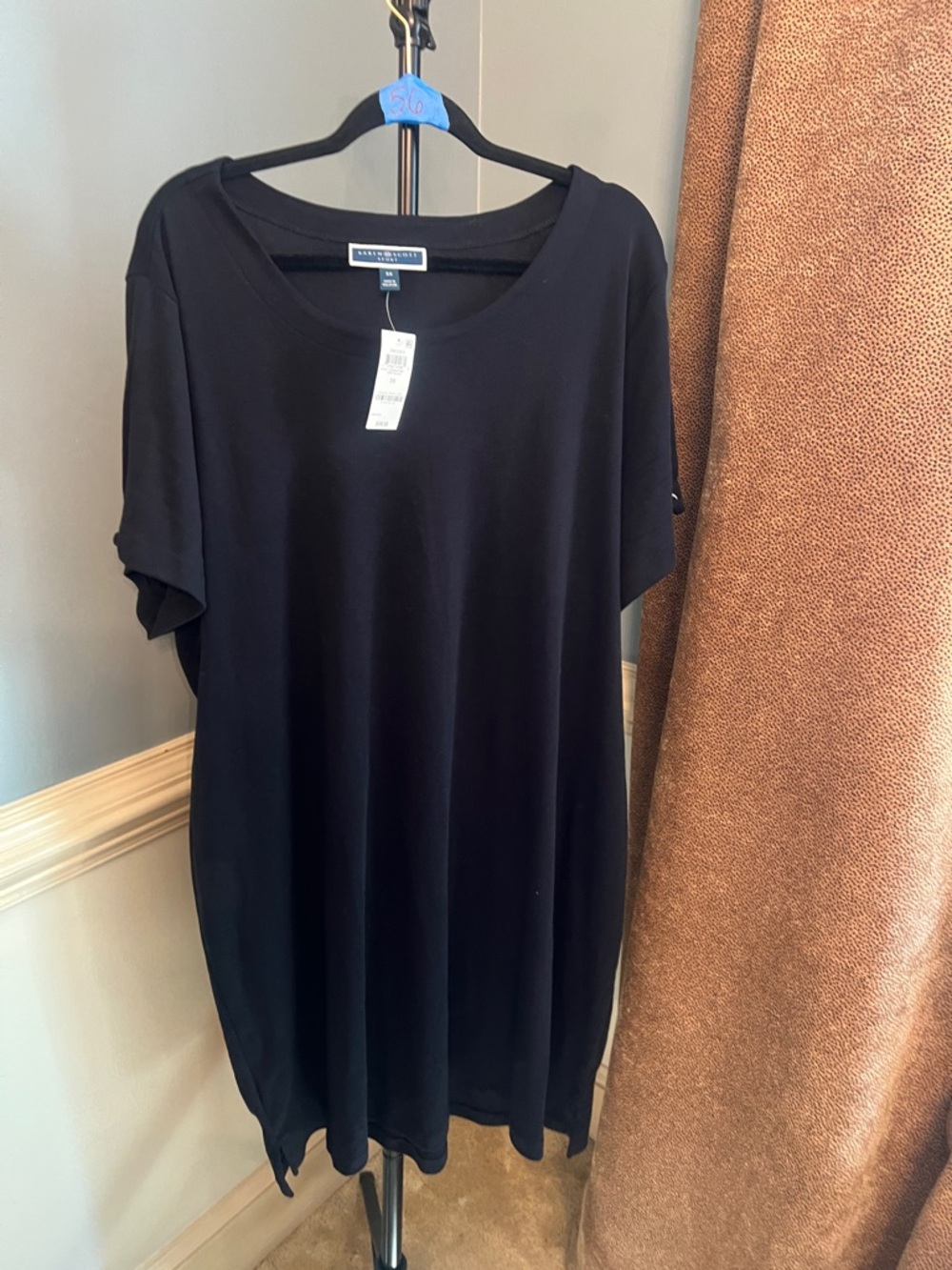 Karen Scott Black Short‎ Sleeve Scoop Neck Tunic